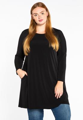 Yoek Tunic puckered shoulders | Zwart | Maat 50/52