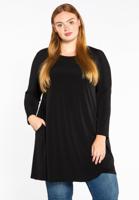 Yoek Tunic puckered shoulders | Zwart | Maat 50/52