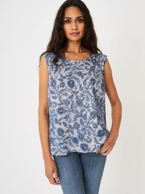 Satijnen zijden top met paisley print