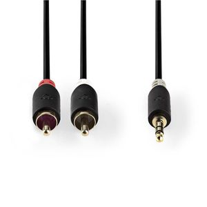 Stereo audiokabel | 3,5 mm male - 2x RCA male | 3,0 m | Antraciet [CABW22200AT30]