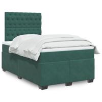 Boxspring met matras fluweel donkergroen 120x190 cm