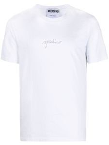 Moschino t-shirt à logo strassé - Blanc