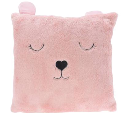 Dieren sierkussen - kinderkamer - roze - 43 cm - polyester - met oren