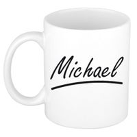 Naam cadeau mok / beker Michael met sierlijke letters 300 ml   - - thumbnail