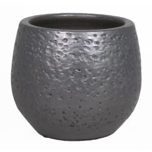 Bloempot/plantenpot van keramiek industrieel lava zwart motief D29 cm en H27 cm