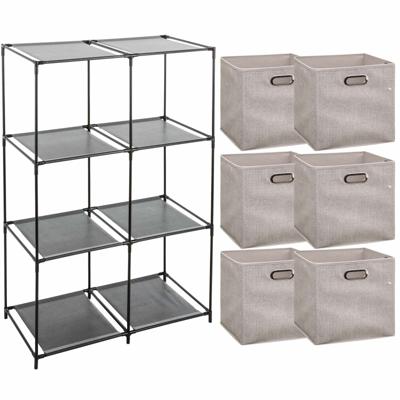 5Five Opbergrek 68 x 98 cm - incl 6x stuks opbergmanden - beige - 29L