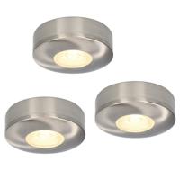 Set van 3 Pavo - Platte LED opbouwspots 23mm - 3W 300lm - 2700K - Dimbaar - Rond - IP44 - RVS