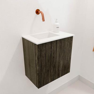 Toiletmeubel Mondiaz Joya | 40 cm | Meubelkleur Shadow | Faye wastafel Talc Links | Zonder kraangat(en) Toiletmeubel Mondiaz Joya | 40 cm | Meubelkleur Shadow | Faye wastafel Talc Links | Zonder kraangat(en)