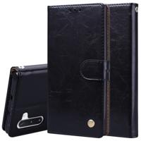 Voor Galaxy Note 10 Business stijl olie Wax textuur horizontale Flip lederen draagtas met houder & kaartsleuven & portemonnee (zwart)