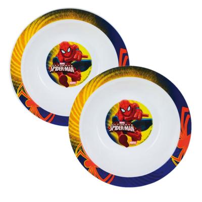 Spiderman servies bord - 4x - diep bord - kinder/peuter ontbijt bordje - 16 cm
