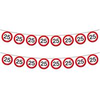 2x Vlaggenlijn versiering 25 jaar verkeersborden 10 meter