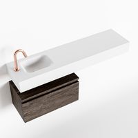 Toiletmeubel Mondiaz Andor | 120 cm | Meubelkleur Dark brown | Lex vrijhangend wastafel Talc Links | 1 kraangat Toiletmeubel Mondiaz Andor | 120 cm | Meubelkleur Dark brown | Lex vrijhangend wastafel Talc Links | 1 kraangat