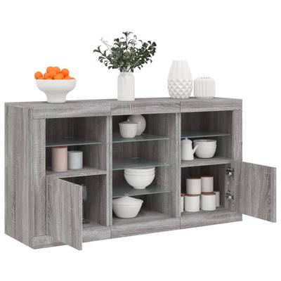 Dressoir met LED-verlichting 123x37x67 cm grijs sonoma eiken