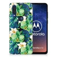 Motorola One Vision | TPU Case | Orchidee Groen