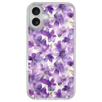 iPhone 16 hybride hoesje - Floral violet