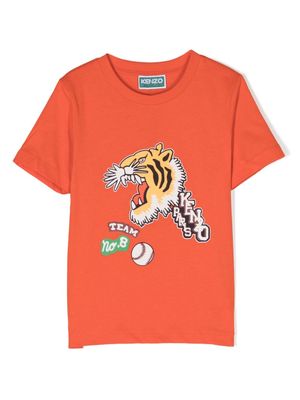 Kenzo Kids T-shirt met tijgerprint - Oranje