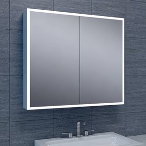 Spiegelkast Quatro Met Rand Verlichting 80X70X13 Aluminium Aqua Splash