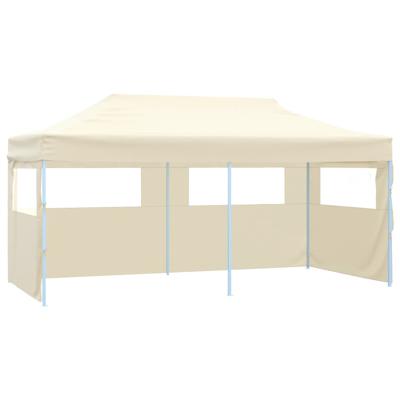 Partytent met 4 zijwanden inklapbaar 3x6 m staal crème