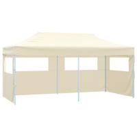Partytent met 4 zijwanden inklapbaar 3x6 m staal crème