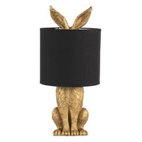 HAES DECO - Tafellamp - City Jungle - Konijn in de Lamp, Ø 20x43 cm - Goud/Zwart - Bureaulamp, Sfeerlamp, Nachtlampje - thumbnail