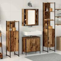 Badkamermeubelset 4 pcs Bruin 33 x 33 x 185.5 cm Bewerkt hout