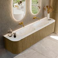 Badmeubel Mondiaz Kurve-Dlux | 190 cm cm | Meubelkleur Dusk | Wastafelkleur Opalo | Solid surface | Wasbak beiden zijden spoelbak | Zonder kraangat(en)