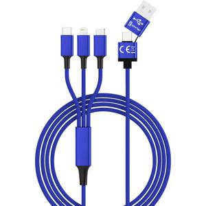 Smrter USB-laadkabel USB 2.0 USB-A stekker, USB-C stekker, Apple Lightning stekker, USB-micro-B stekker 1.20 m Blauw SMRTER_HYDRA_ULT_NB