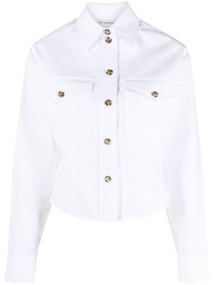 Victoria Beckham chemise en coton à coupe crop - Blanc