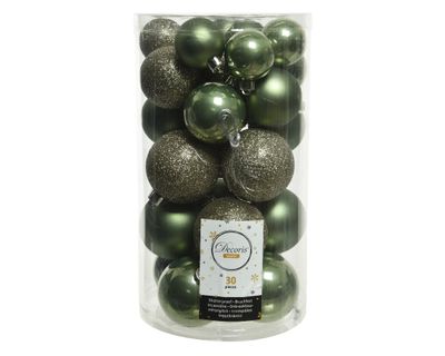 30 onbreekbare kerstballen mixkoker mosgroen
