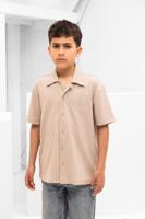 Malelions Junior Ribbed Script Shirt Kids Beige - Maat 128 - Kleur: Beige | Soccerfanshop