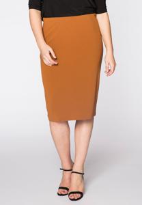 Yoek Skirt zip midback crèpe | Bruin | Maat 58/60