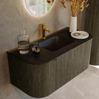 Badmeubel Mondiaz Kurve | 100 cm cm | Meubelkleur Shadow | Wastafelkleur Urban | Solid surface | Wasbak midden spoelbak | 1 kraangat