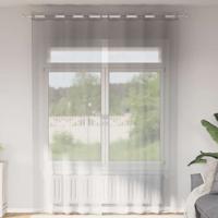 Gordijnen voile met doorvoertules 2 st 140x260 cm lichtgrijs