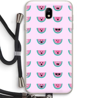 Smiley watermeloenprint: Samsung Galaxy J7 (2017) Transparant Hoesje met koord