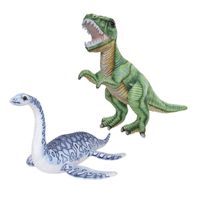 Speelgoed set van 2x pluche dino knuffels T-Rex en Plesiosaurus van 30 cm