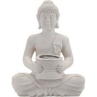 Wit Boeddha beeld met solar verlichting 31 cm   -