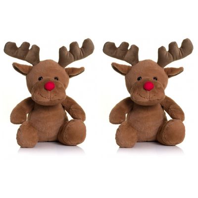 Set van 2x stuks pluche rendieren knuffel van 30 cm