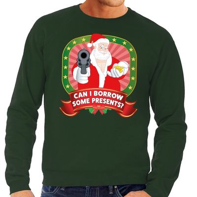 Foute kersttrui groen Can I Borrow Some Presents voor heren Foute kersttrui groen Can I Borrow Some Presents voor heren
