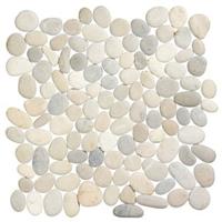 Stone Line Pebbles Mozaiek Tegel Kiezel - Wit / Grijs Kiezels Ongeglazuurd 300x300mm
