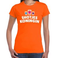 Koningsdag t-shirt Shotjes Koningin oranje voor dames - thumbnail