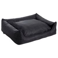 MaxxNobel Orthopedische Sofa lederlook/teddy Zwart/Antraciet hondenmand 80 x 60 cm