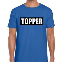 Blauw t-shirt heren met tekst Topper in zwarte balk 2XL  -