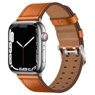 Leren band met twin gesp - Lichtbruin met zilveren gesp - Geschikt voor Apple Watch 44mm / 45mm / 46mm / 49mm Leren band met twin gesp - Lichtbruin met zilveren gesp - Geschikt voor Apple Watch 44mm / 45mm / 46mm / 49mm