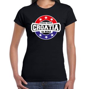 Have fear Croatia is here / Kroatie supporter t-shirt zwart voor dames