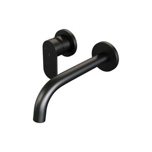 Inbouw Wastafelmengkraan Brauer Black Edition Coldstart Gebogen Uitloop Platte Hendel Links Geborsteld Mat Zwart Met Rozetten Brauer