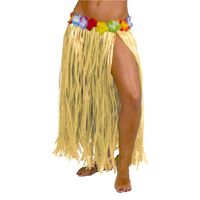Hawaii verkleed rokje - voor volwassenen - naturel - 75 cm - rieten hoela rokje - tropisch