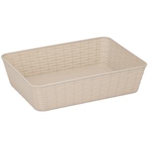 Edco Opbergmandjes - kunststof - beige - 25 x 19 x 6 cm - mandje - rechthoekig