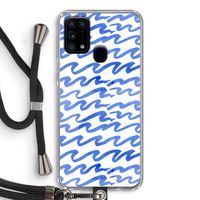 Blauwe golven: Samsung Galaxy M31 Transparant Hoesje met koord