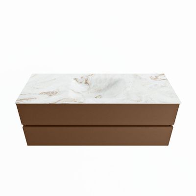 MONDIAZ VICA-DLUX 130cm badmeubel onderkast Rust 2 lades. Inbouw wastafel CLOUD midden 1 kraangat, kleur Frappe.