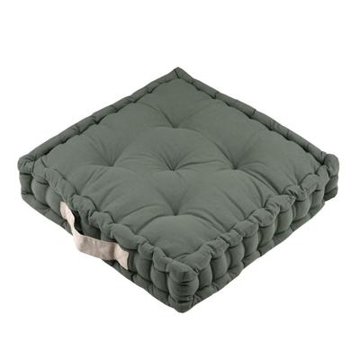 Stof Textile Vloerkussen DUO - olijfgroen - katoen - 45 x 45 x 10 cm - vierkant - Extra dik